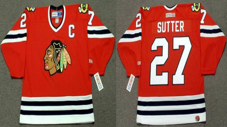 2019 Men Chicago Blackhawks #27 Sutter red CCM NHL jerseys->chicago blackhawks->NHL Jersey